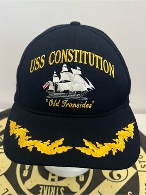 Vintage The Corps 80s USA USS Constitution Old Fronsides Black Eggs Snapback Hat